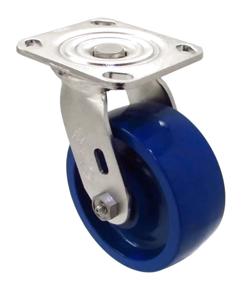 Stainless Steel Caster Model 9 - up to 1,250 lbs - 4" thru 8" Wheels - Plate Size 4" x 4-1/2"